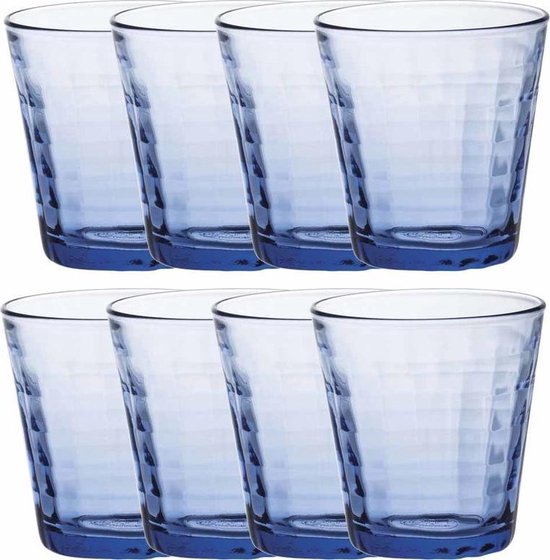 8x Drinkglazen/waterglazen Prisme blauw 220 ml - Koffie/thee glazen Prisme 220 ml