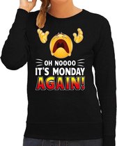 Funny emoticon sweater Oh noooo its monday again zwart dames S