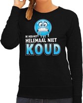 Funny emoticon sweater Ik heb het helemaal niet koud zwart dames M