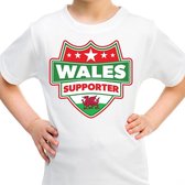 Welsh / Wales schild supporter  t-shirt wit voor kinderen M (134-140)