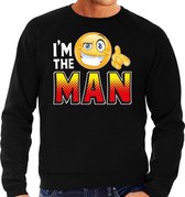 Funny emoticon sweater I am the man zwart heren L (52)