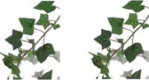 2x Groene slingerplant Hedera Helix/klimop kunstplant 180 cm voor binnen -  kunstplanten/nepplanten - Woondecoraties