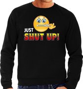 Funny emoticon sweater Just shut up zwart voor heren - Fun / cadeau trui XL
