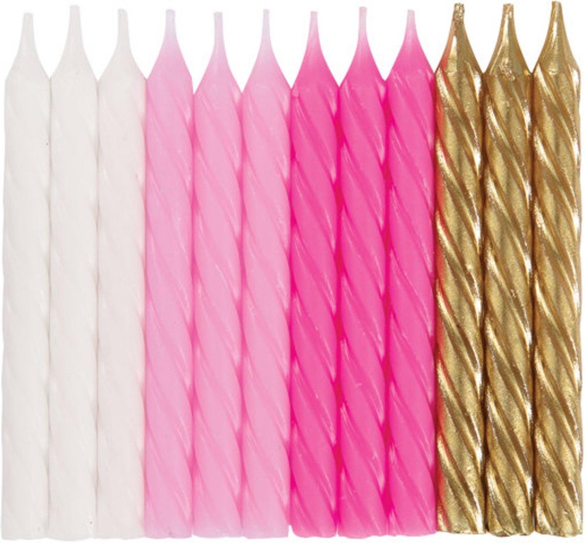 UNIQUE - 24 roze, witte en goudkleurige verjaardagskaarsjes