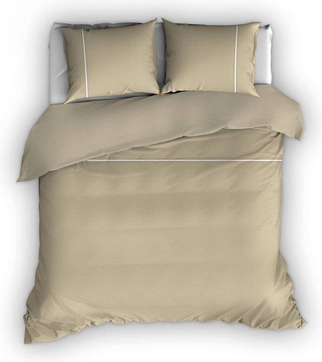 Romanette Duchesse flanel dekbedovertrek - Sand/Wit - 1-persoons (140x200/220 cm + 1 sloop)