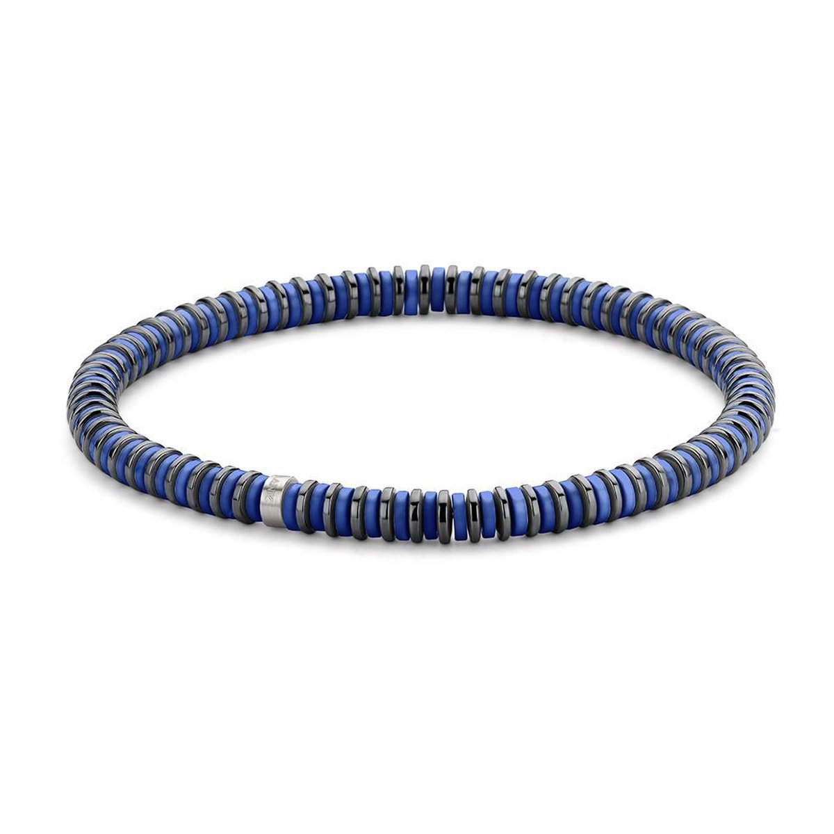 Frank 1967 7FB-0450 natuurstenen armband - stretch - blauw / zwart