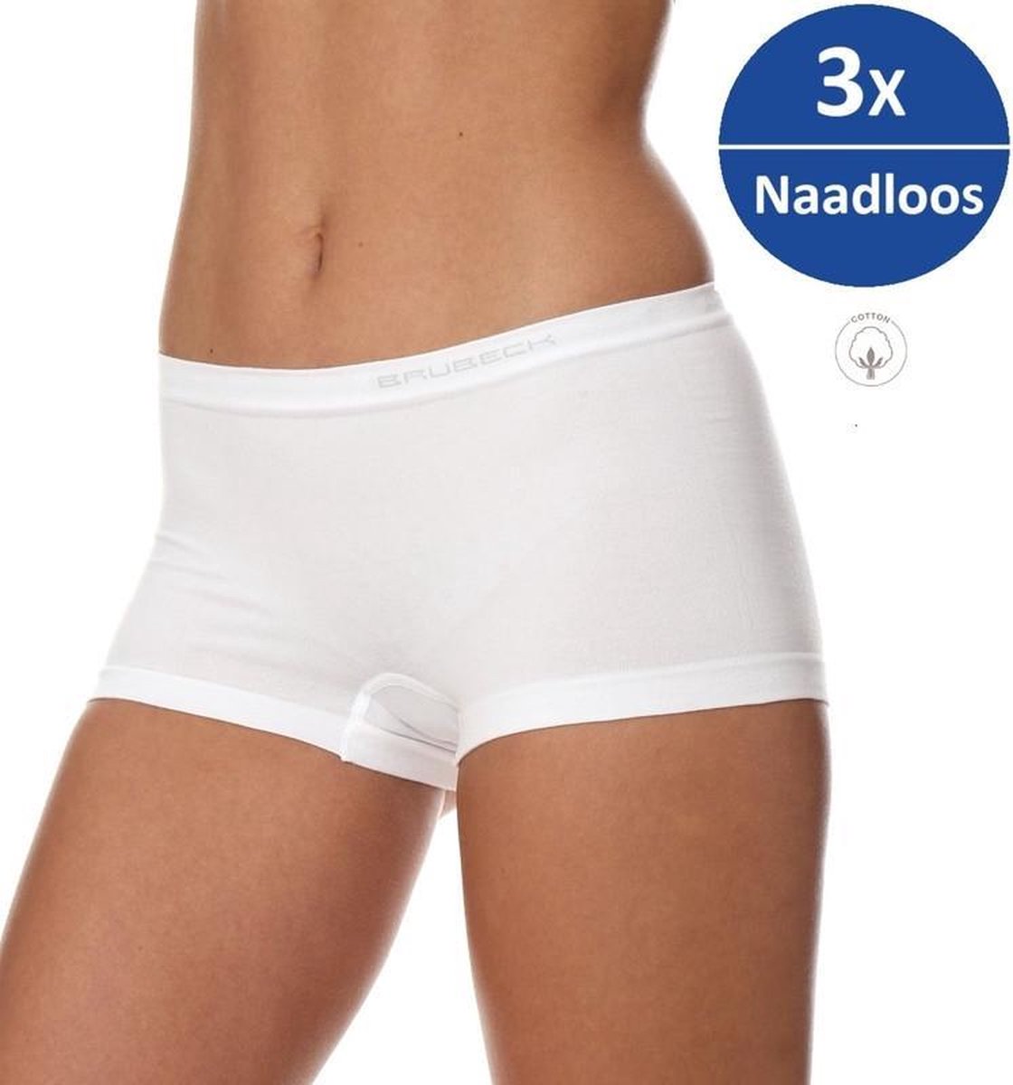 Brubeck Dames Ondergoed Boxershorts Naadloos Elastisch Katoen 3 Pack Wit S bol