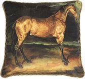 Klassiek Fluwelen Kussen Bruin Paard (45 x 45 cm)