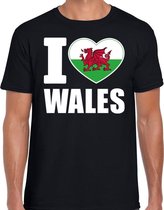 I love Wales t-shirt zwart voor heren 2XL