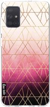 Casetastic Samsung Galaxy A71 (2020) Hoesje - Softcover Hoesje met Design - Pink Ombre Triangles Print