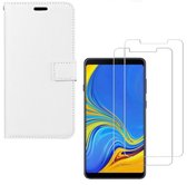 Samsung Galaxy A7 2018 Portemonnee hoesje Wit met 2 stuks Glas Screen protector