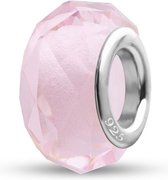 Quiges Glazen Kraal Bedel - Diamantgeslepen Roze - 925 Zilver - GZ146