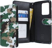 Samsung Galaxy S20 Ultra Bookcase hoesje - CaseBoutique - Camouflage Groen - Kunstleer