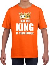 Koningsdag t-shirt Im the king in this house oranje jongens L (140-152)