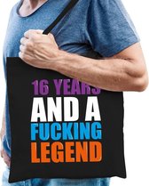 16 year legend / 16 jaar legende cadeau tas zwart voor heren cadeau katoenen tas zwart voor heren - kado tas / tasje / shopper