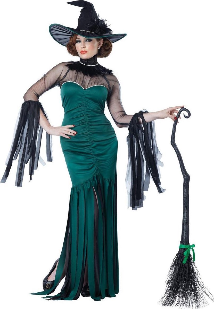 The Grand Sorceress Volwassenen Vrouwen Groen Halloween en Horror Maat L