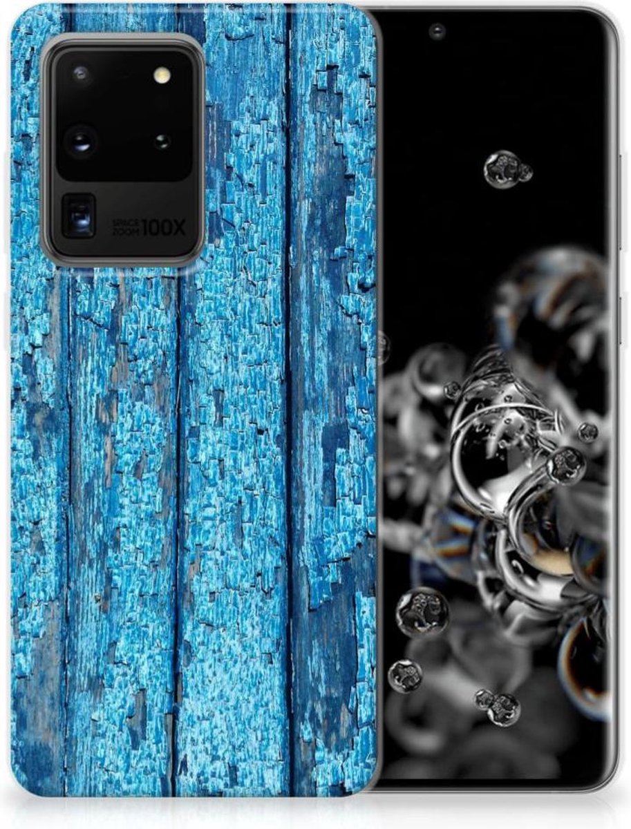 Back Cover voor Samsung Galaxy S20 Ultra Bumper Hoesje Wood Blue