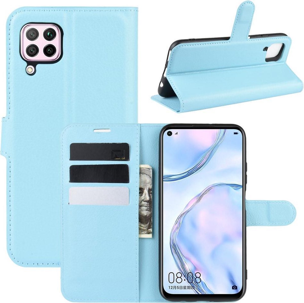 Book Case - Geschikt voor Huawei P40 Lite Hoesje - Lichtblauw