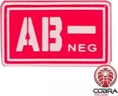 AB- NEG bloedgroep PVC Militaire rode patch embleem met velcro