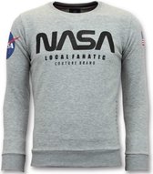Exclusieve Sweater Heren - Nasa American Flag - Grijs