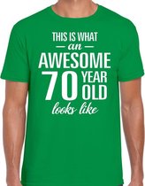 Awesome 70 year / 70 jaar cadeau t-shirt groen heren L