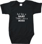 Baby Rompertje Act like a baby, think like a boss| Korte mouw 62/68 Zwart