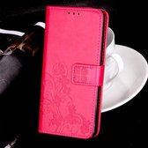 Bookcase hoesje | Oppo A9 (2020) | Bloemen / Klavertjes | Roze