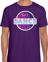 Lets Dance disco/feest t-shirt paars voor heren - paarse dance / seventies feest shirts L