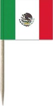 50x Cocktailprikkers Mexico 8 cm vlaggetjes - Landen vlaggen feestartikelen en versieringen