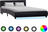 Bedframe met LED kunstleer zwart 140x200 cm