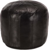 Poef 40x35 cm echt geitenleer zwart