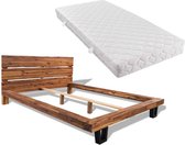 Bed met matras massief acaciahout 140x200 cm