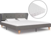Bed met matras stof lichtgrijs 180x200 cm