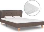 Bed met matras stof taupe 120x200 cm