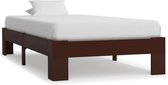 Bedframe massief grenenhout donkerbruin 90x200 cm