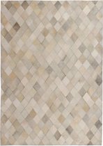 Tapijt ruit patchwork 160x230 cm echt leer grijs