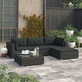 5-delige Loungeset met kussens poly rattan zwart
