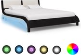 Bedframe met LED kunstleer zwart en wit 120x200 cm