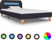 Bedframe met LED stof donkergrijs 90x200 cm