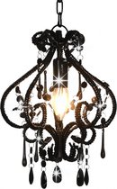 Plafondlamp met kralen rond E14 zwart