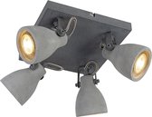 LED Plafondspot - Trion Conry - GU10 Fitting - 4-lichts - Vierkant - Mat Grijs Beton Look - Aluminium - BES LED