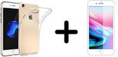iPhone 8 Hoesje Transparant - Siliconen Case - 1x Tempered Glass Screenprotector