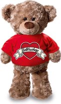 Beterschap pluche teddybeer knuffel 24 cm met rood t-shirt - beterschap / cadeau knuffelbeer