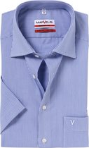 MARVELIS modern fit overhemd - korte mouw - blauw-wit gestreept - Strijkvrij - Boordmaat: 39