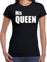 His queen t-shirt zwart met witte letters voor dames XS