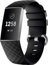 Siliconen Smartwatch bandje - Geschikt voor  Fitbit Charge 4 silicone band - zwart - Maat: L - Horlogeband / Polsband / Armband