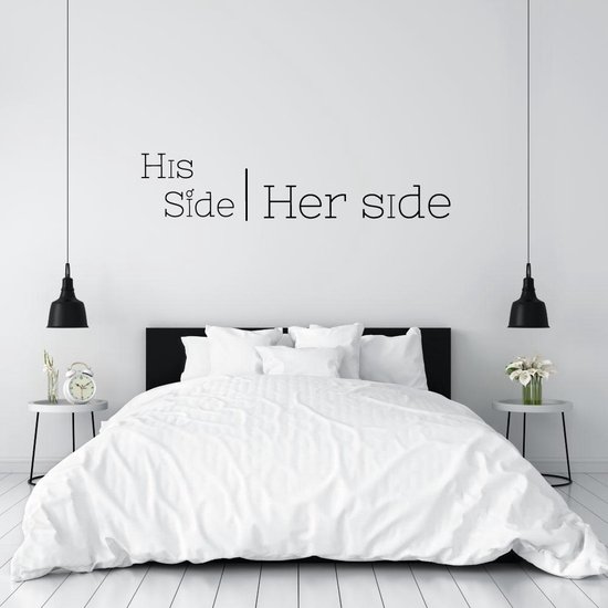 Slaapkamer muursticker His side, Her side - Zwart | Muurstickers slaapkamer  | Stickers... | bol.com