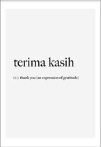 Terima kasih (50x70cm) - Wallified - Tekst - Poster  - Wall-Art - Woondecoratie - Kunst - Posters