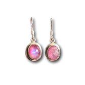Zilveren oorbellen Pink Moonstone