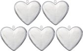 5x Transparant kunststof hart 10 cm decoratie/hobbymateriaal - Huwelijksbedankjes - Transparante hartjes cadeau/weggevertje - Hobby/knutselmateriaal